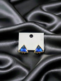 Dazzling Triangle Faceted Stud Earrings - Gold Accents