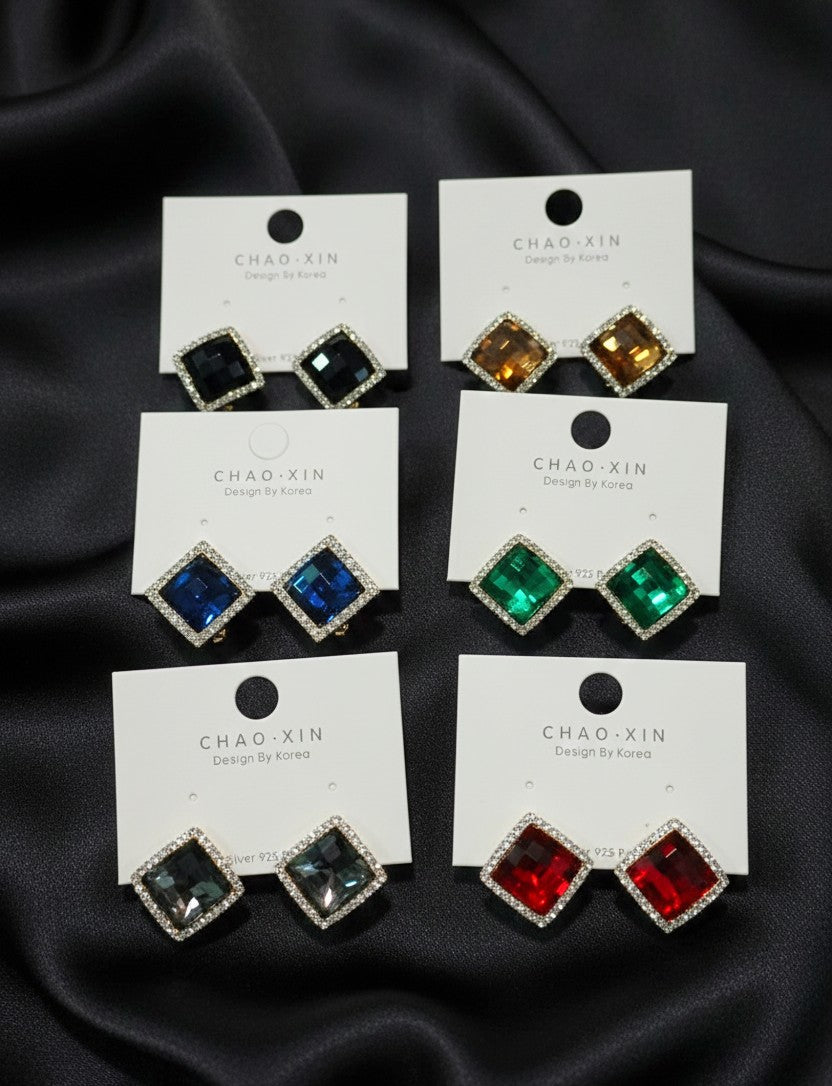 Dazzling Square Crystal Stud Earrings