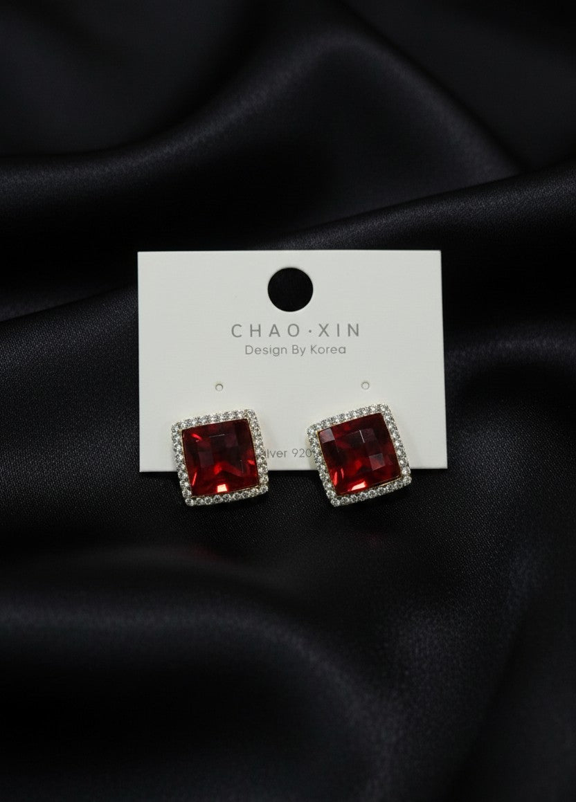 Dazzling Square Crystal Stud Earrings