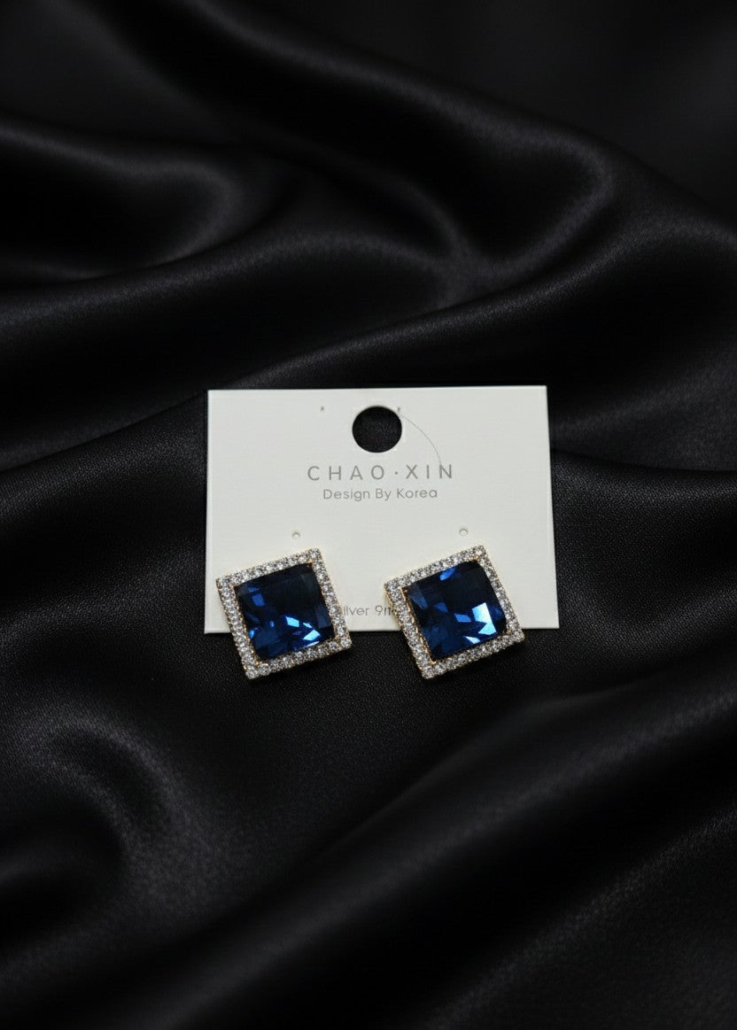 Dazzling Square Crystal Stud Earrings