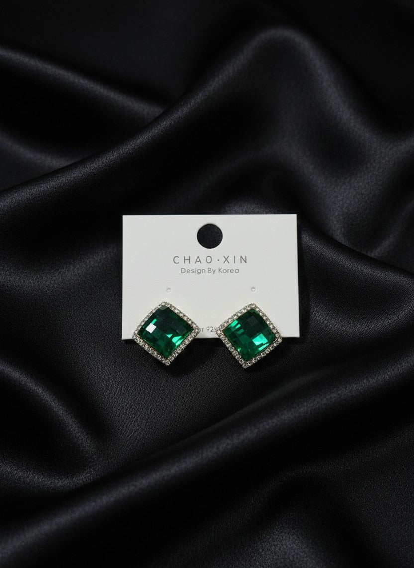 Dazzling Square Crystal Stud Earrings