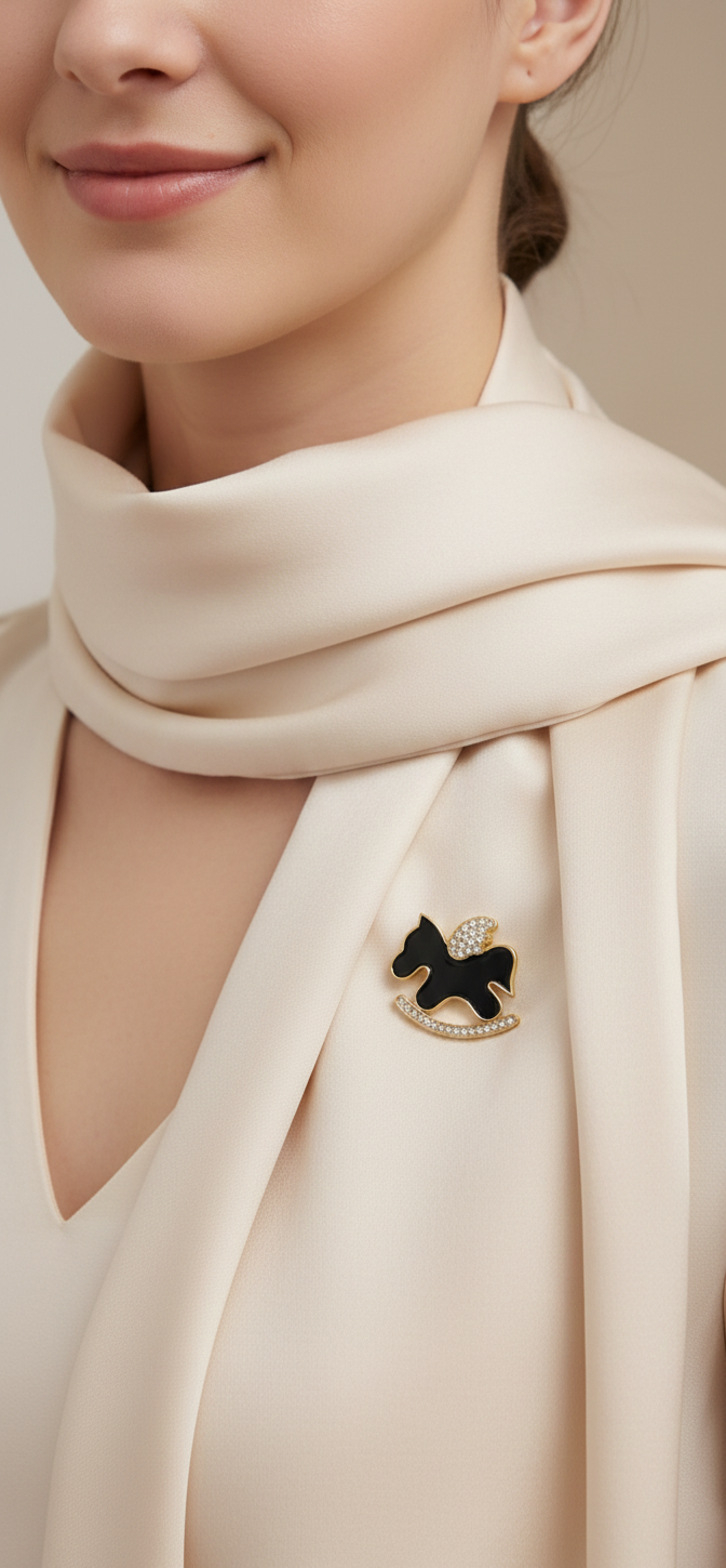 Elegant Rocking Horse Brooch
