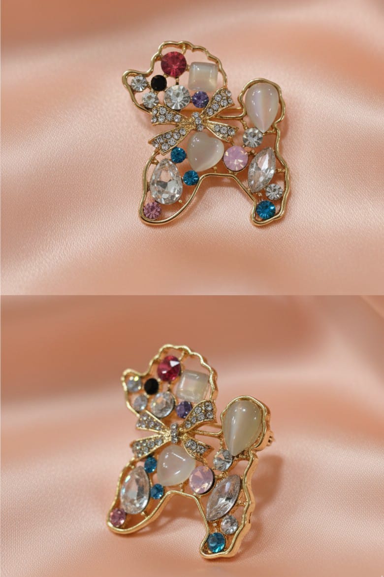Poodle Perfection: Sparkling Multi-Gemstone Dog Brooch