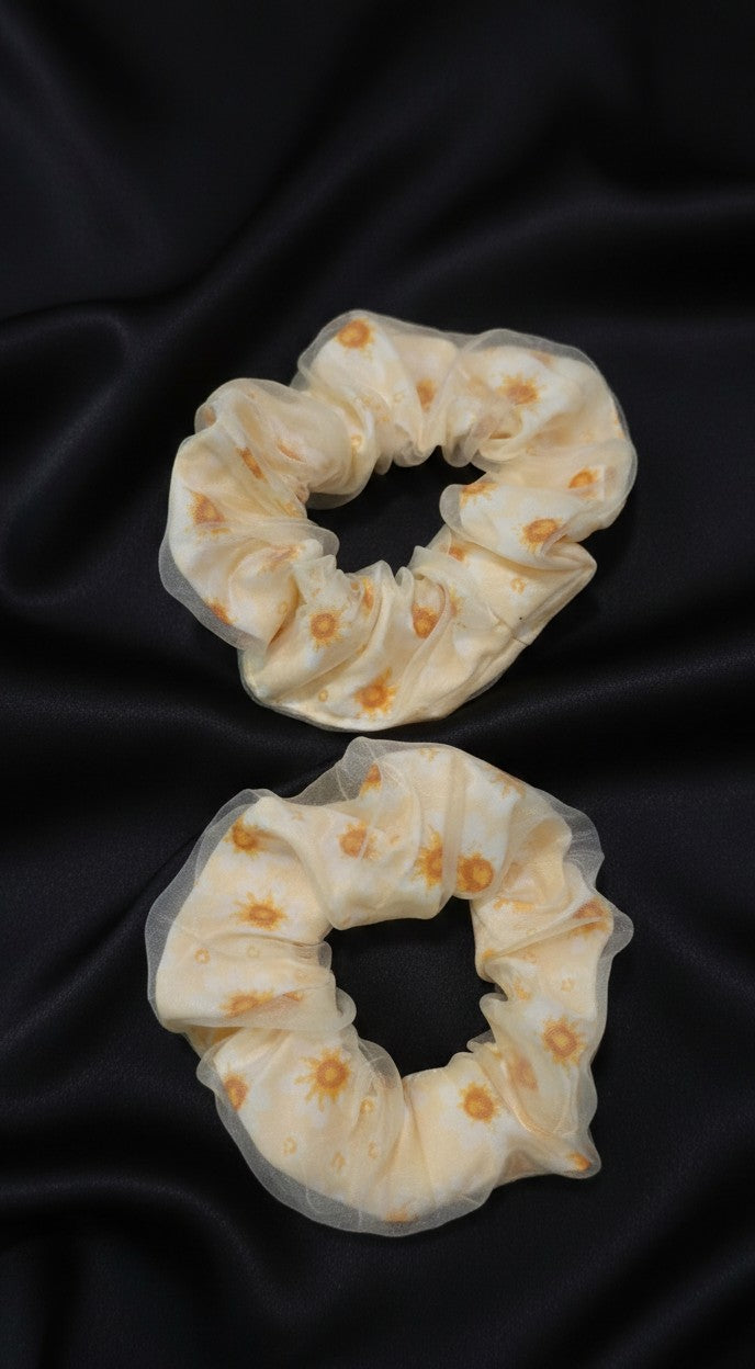 Darling Floral & Tulle Scrunchies Pack Of 2