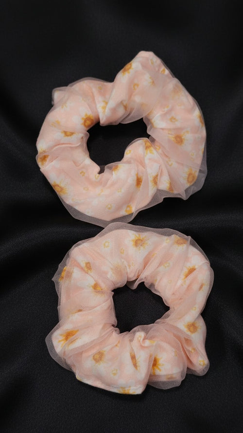 Darling Floral & Tulle Scrunchies Pack Of 2