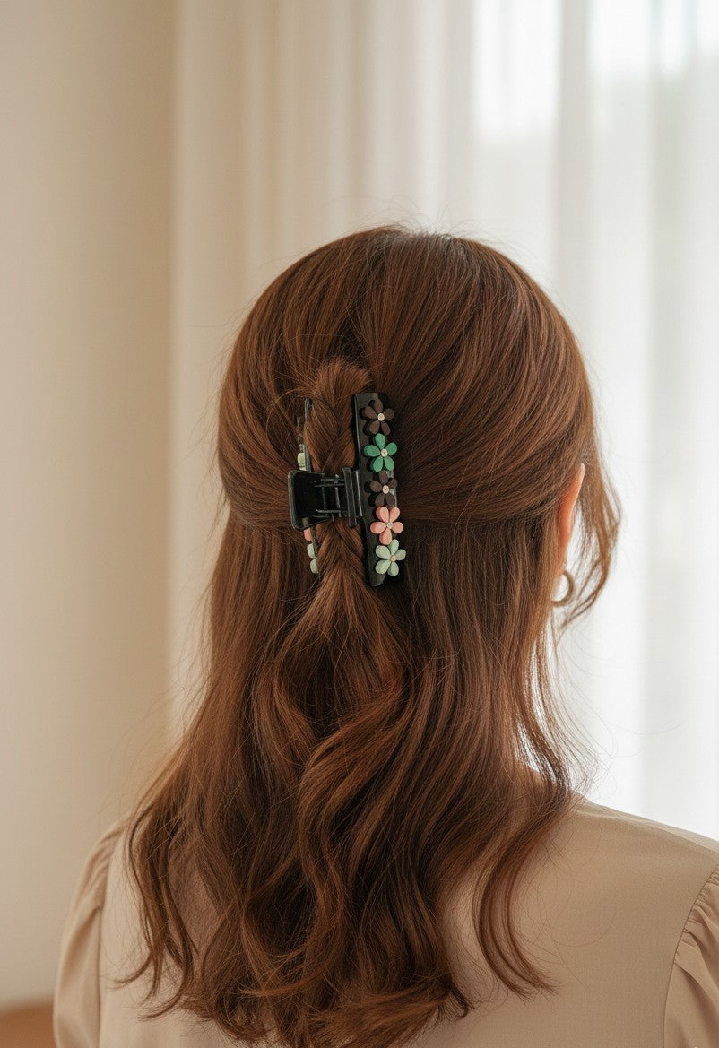 Charming Floral Medium Claw Clip